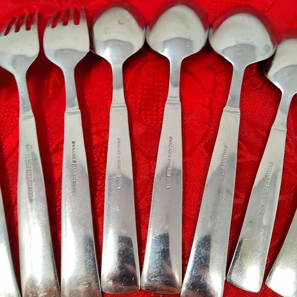 10X Mix Wallace WAS213 Stainless Forks N Spoons Flatware Heavy Solid Tbsp Tsp - Picture 12 of 16